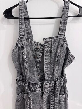 Universal Thread Girls Black Washed Denim One-Piece Romper